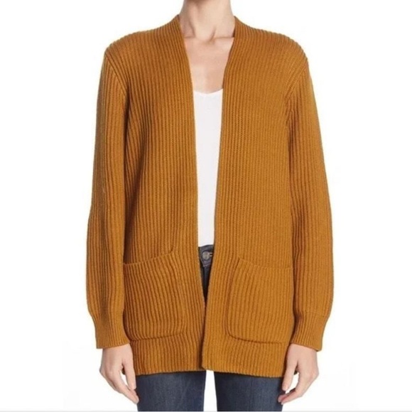 Madewell Nolan Ribbed Cardigan Open Front Sweater w/ Pockets - Picture 1 of 7